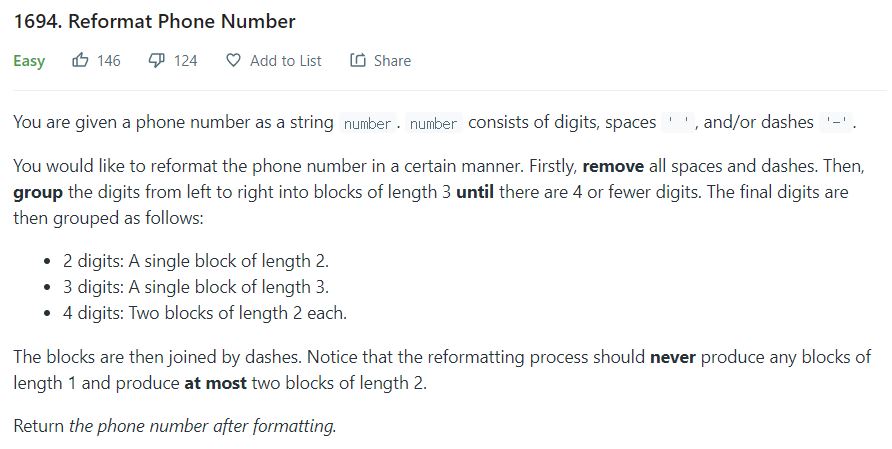 leetcode-1694-reformat-phone-number-python