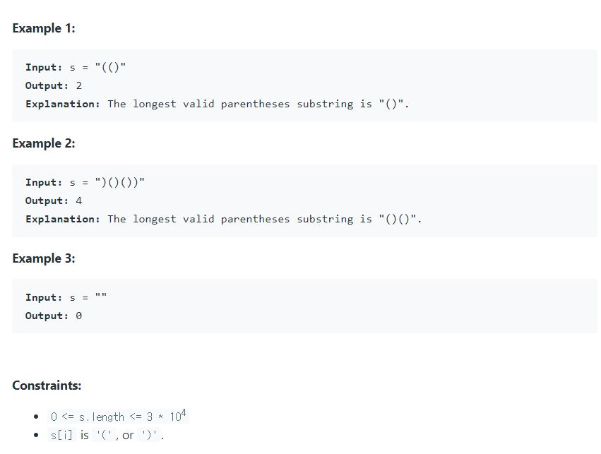 Leetcode 32 Longest Valid Parentheses 